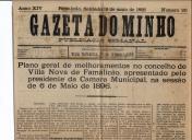 Plano geral de melhoramento no concelho de Villa Nova de Famalicão, apresentado pelo presidente da Camara Municipal, na sessão de 6 de Maio de 1896. 