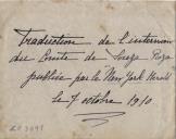 Traduction de l´intervieu du Comte de Souza Roza publiée para le New York Herald le 7 octobre 1910