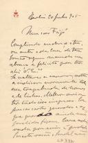 Minuta de carta de Vicente Pinheiro Lobo Machado de Melo e Almada