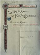 Diploma de Funções Públicas…ao bacharel Daniel José Rodrigues …para o lugar de Ouvidor da Junta de Crédito Público
