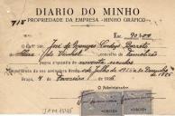 Recibo de pagamento anual do Diário do Minho