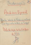 Federação. Archivo especial. Minha sahida da Federação de Sindicatos do Norte de Portugal. Nota de caixa de 15 de Maio de 1933. Nº5