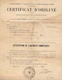 Certificat d´origine. Déclaration de l´expéditeur Camille Lanson de plantes vivantes