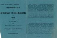 Acaba de ser posto à venda o Relatório Geral do Congresso Vitícola Nacional de 1895, volume I