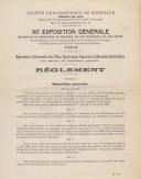 Règlement XII.e Exposition générale des Produits de l’Agriculture, de l’Industrie, des Arts industriels et de l’Art ancien